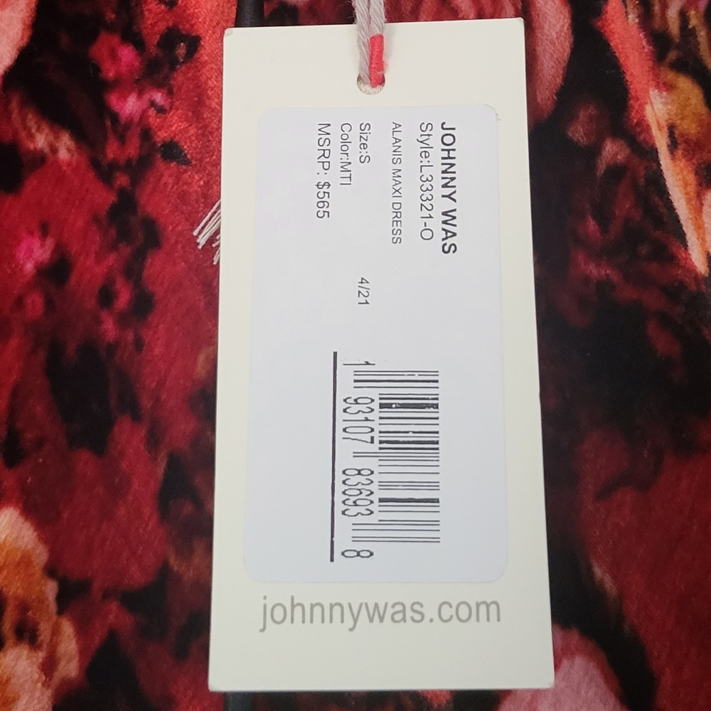 Johnny Was Alanis Dress Floral Print Velvet Kimono Sleeve Maxi Long $565 - NWT - Picture 3 of 10